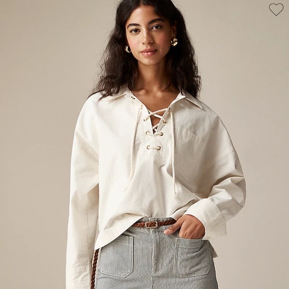 J Crew Lace Up Pullover Shirt - Picture 1 of 5
